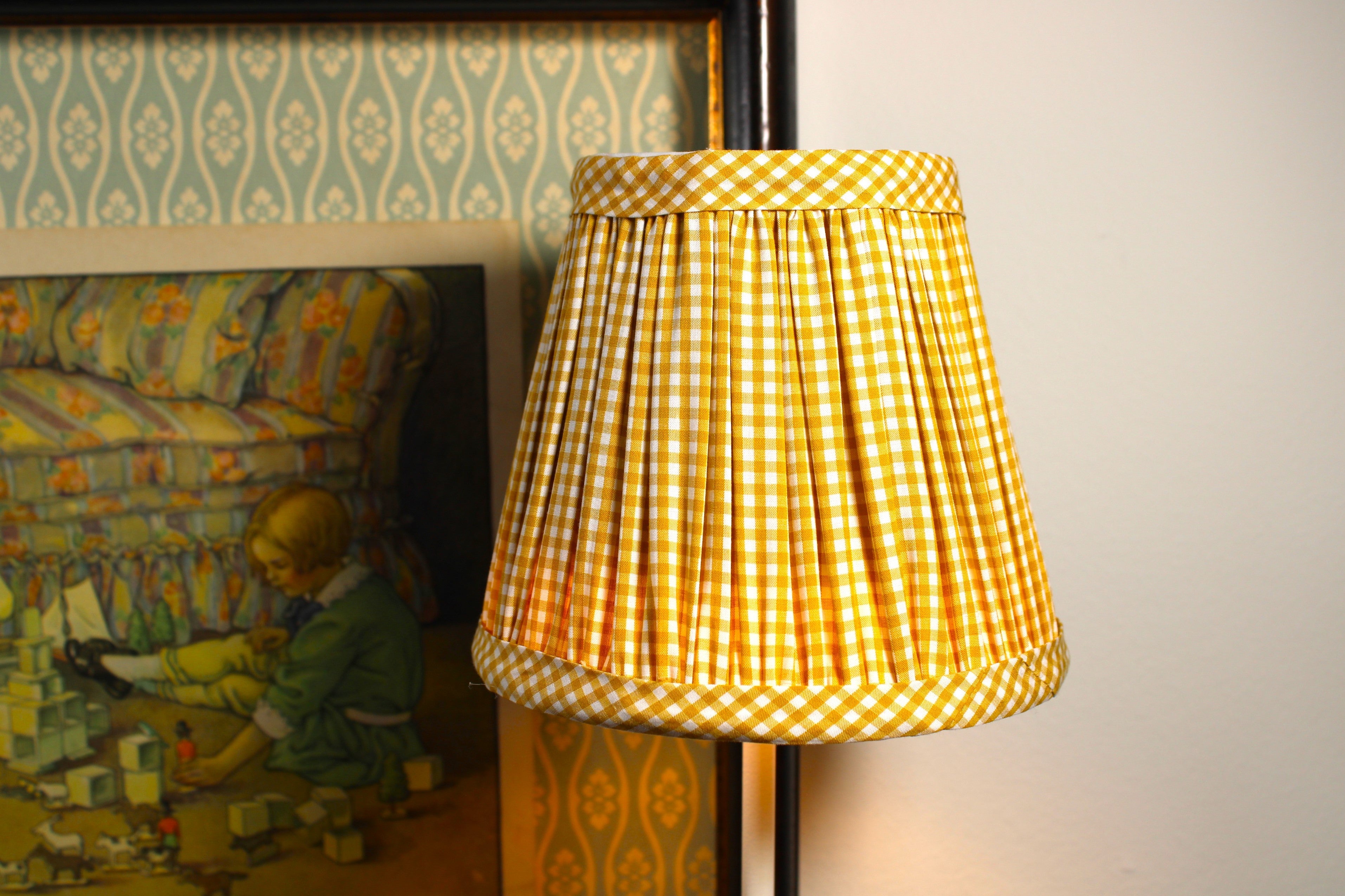 Gingham (Checkered) Fabric Shade Covers for Rechargeables