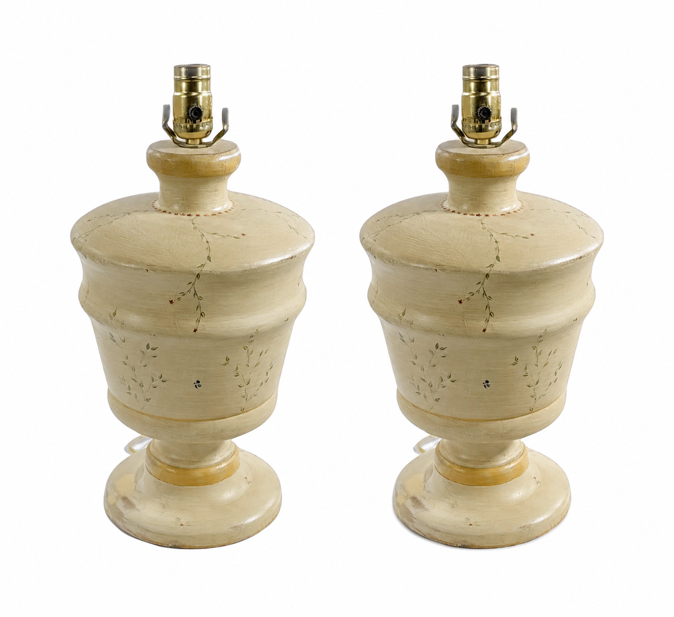 Pair of Distressed Flower Lamps