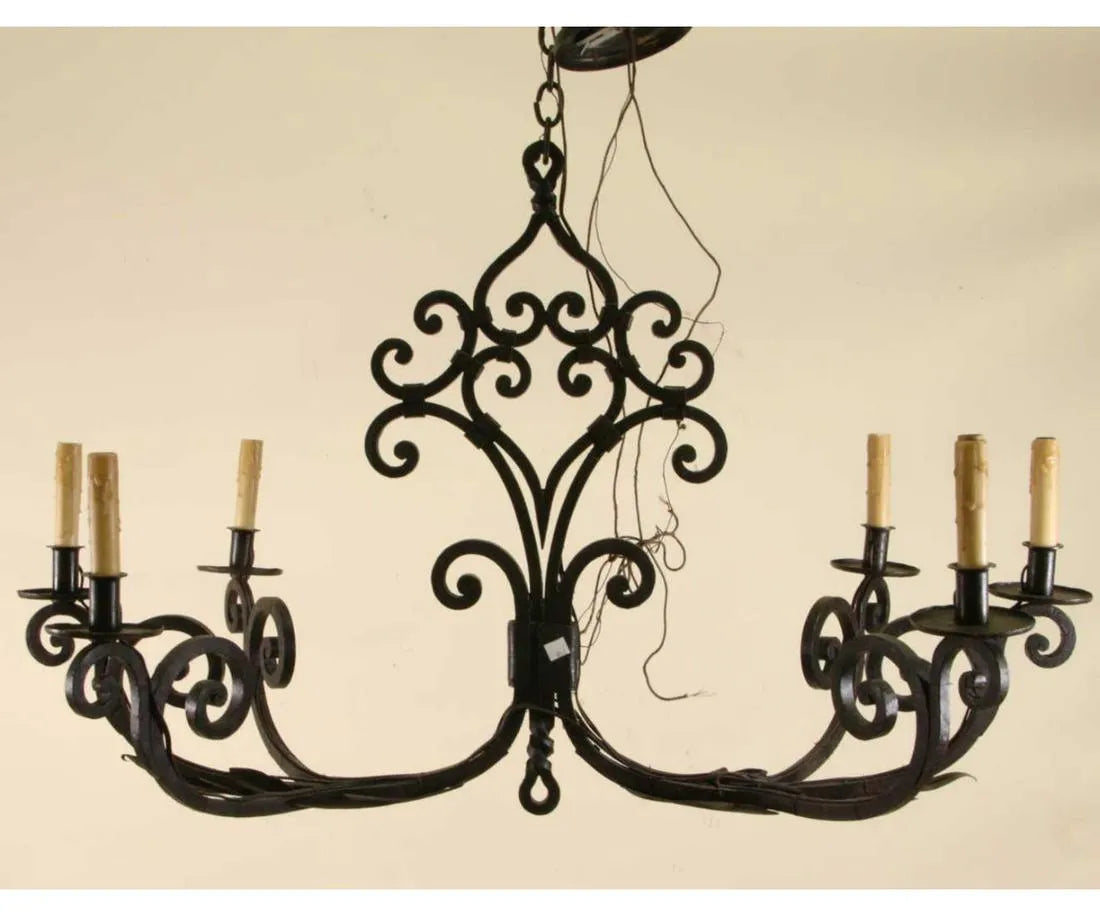 Vintage French Iron Chandelier