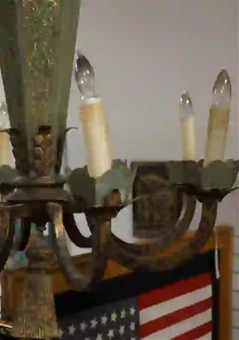 Vintage Reverse Mirror Painted Gilt Chandelier