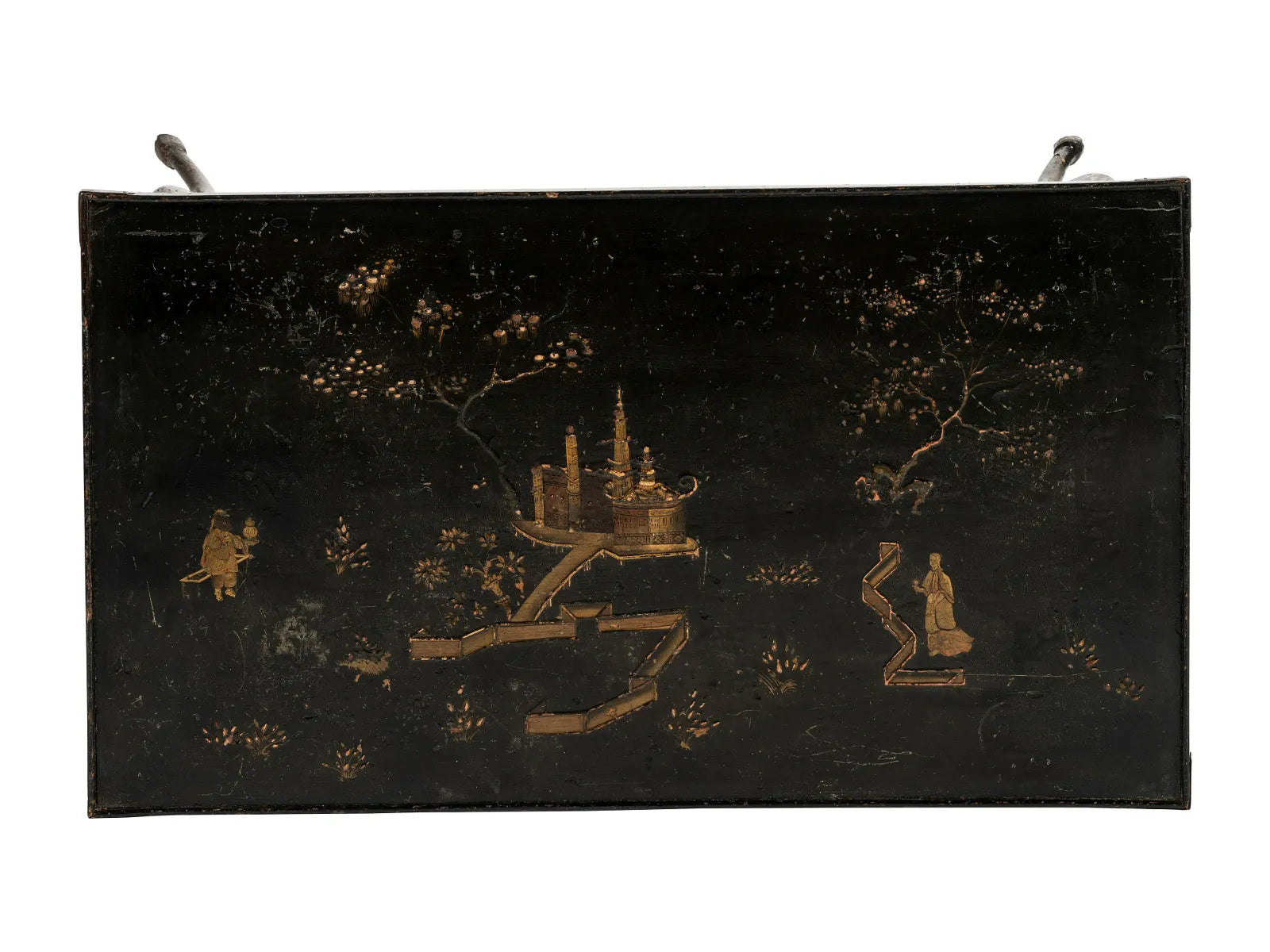 A Continental Black-Japanned Writing Table