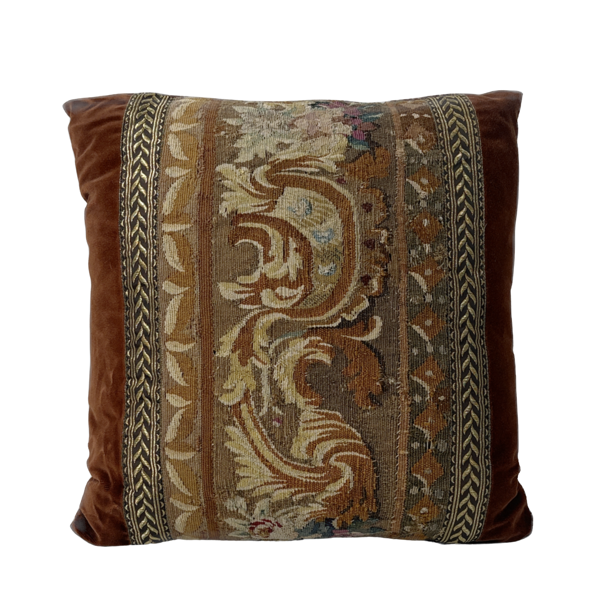 18th century tapestry fragment pillow