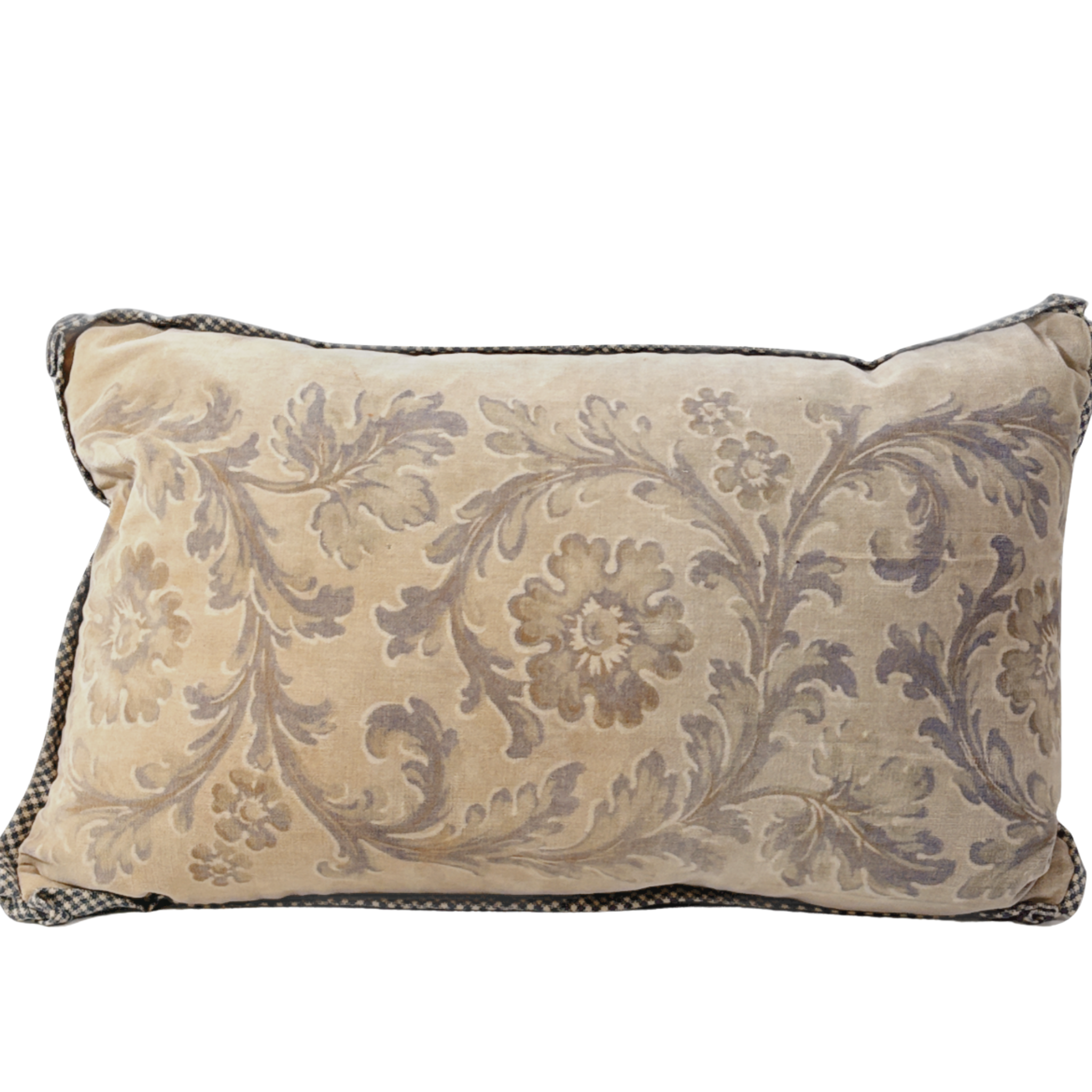 vintage printed velvet lumbar pillow