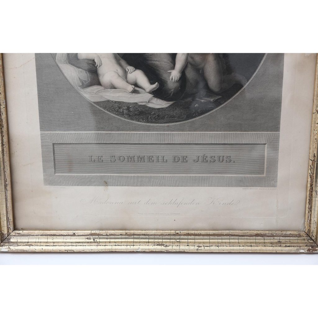 19th Century French Engraving of Madonna and Child