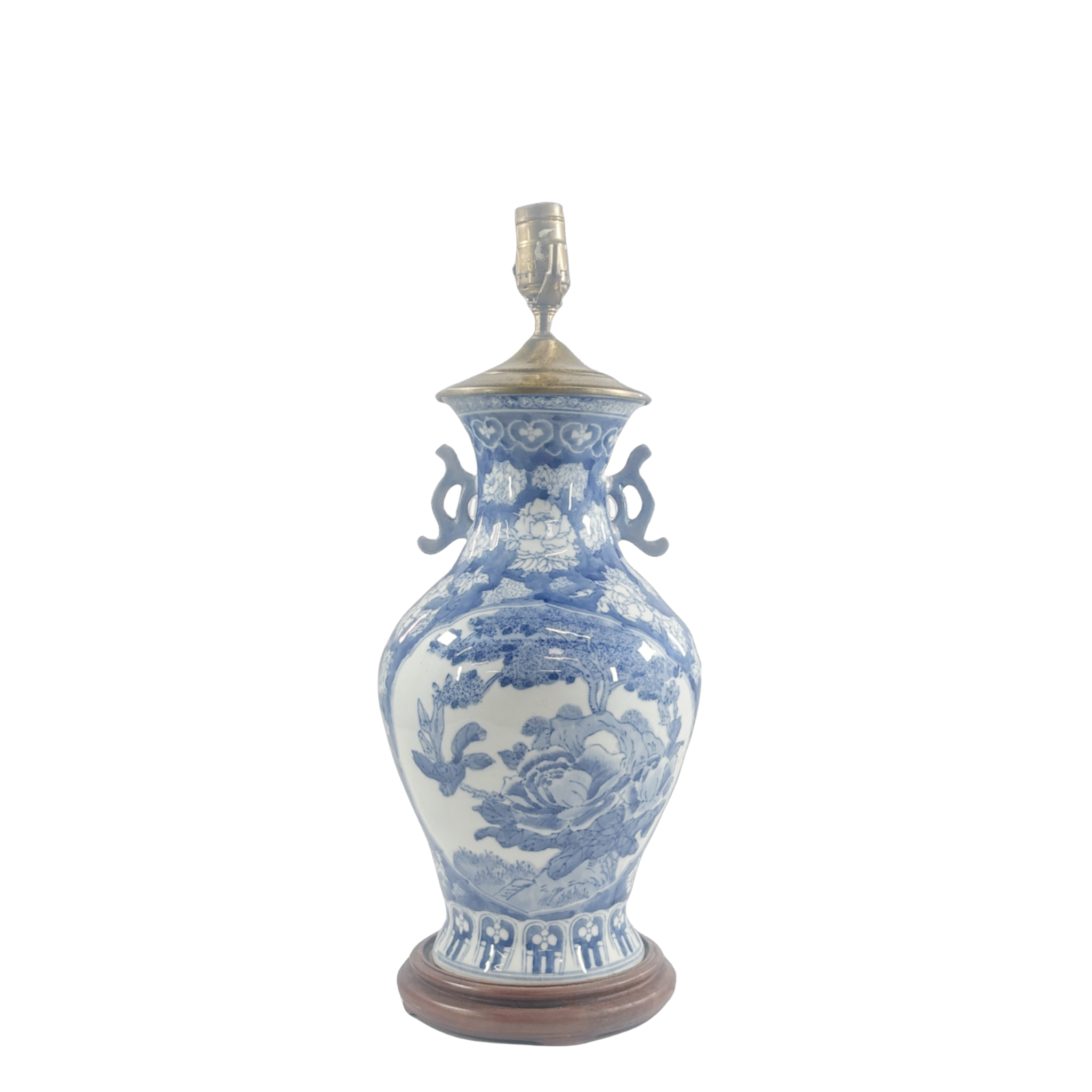 Blue and White Rose Porcelain Lamp