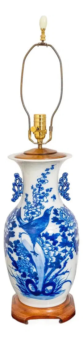 Vintage Blue and White Porcelain Vase Lamp