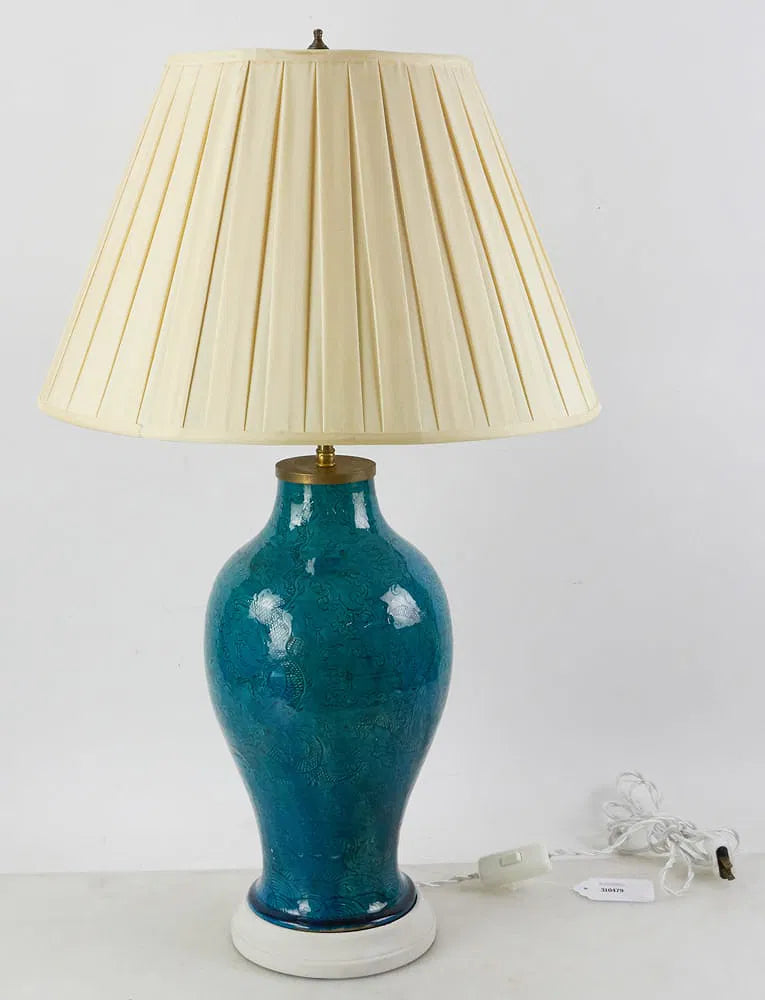 Chinese Aqua Glazed Lamp