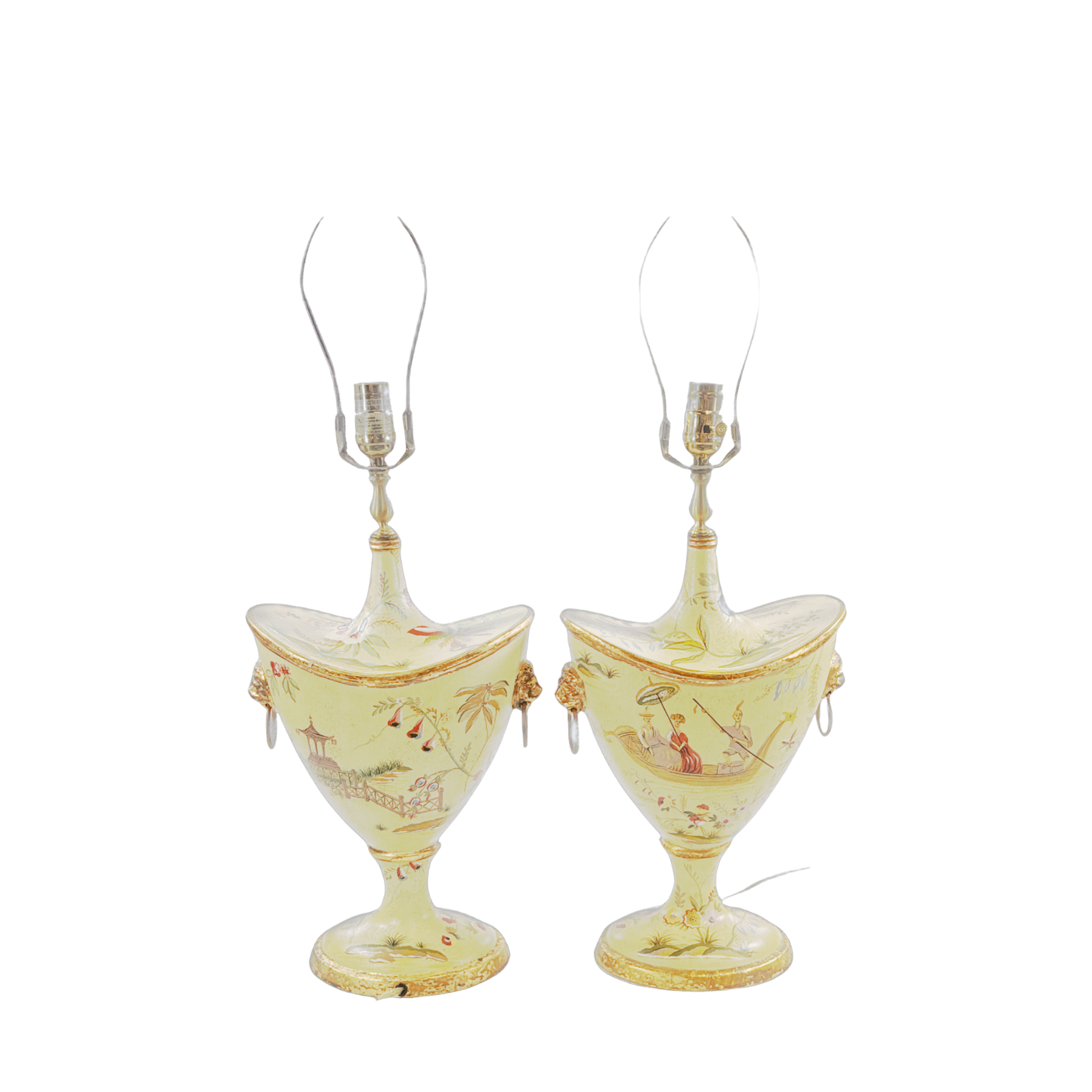 Pair of Chinoserie Decorated Gilt and resin Lamps