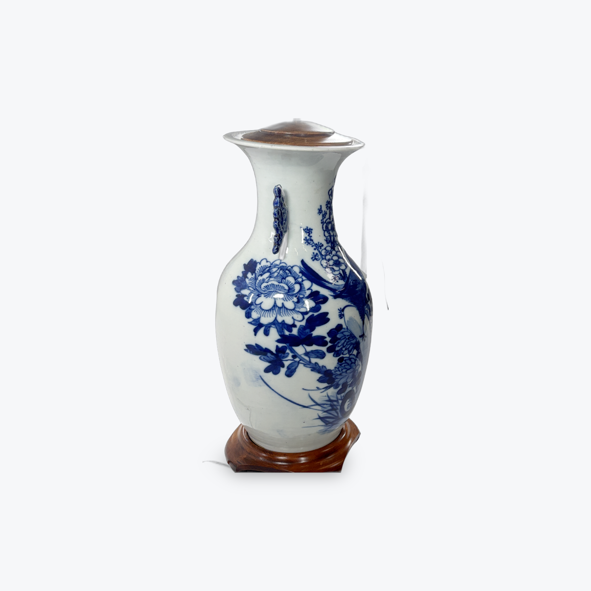 Vintage Blue and White Porcelain Vase Lamp