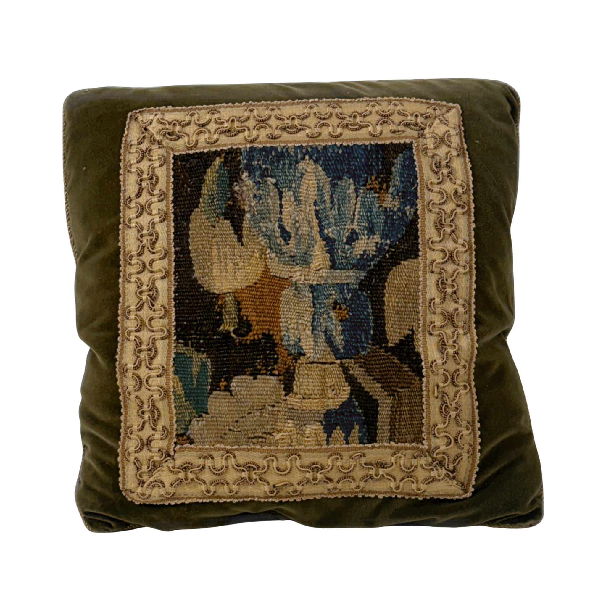 18th century tapestry fragment pillow