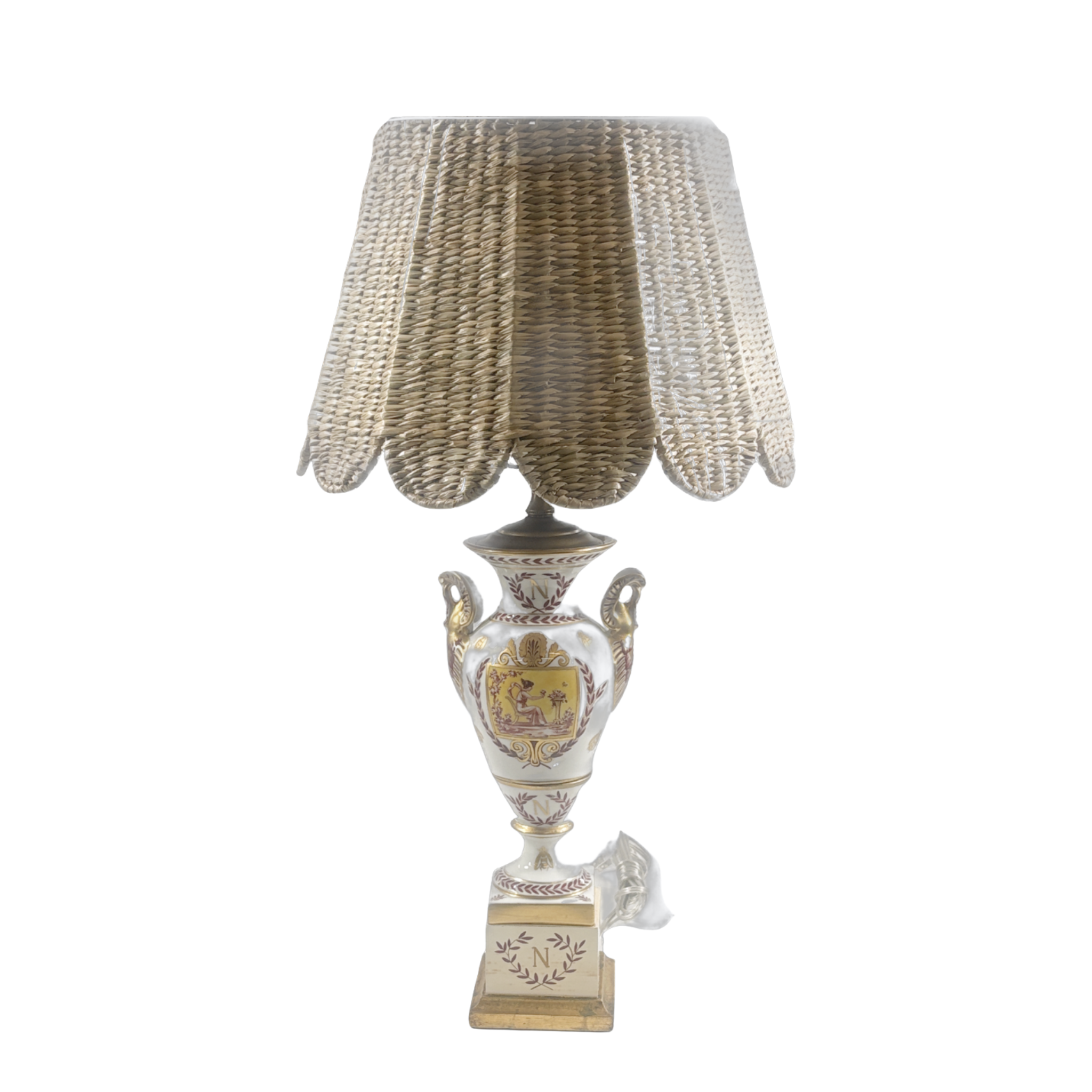 Pair of Antique Gold Gilt Porcelain European Vases