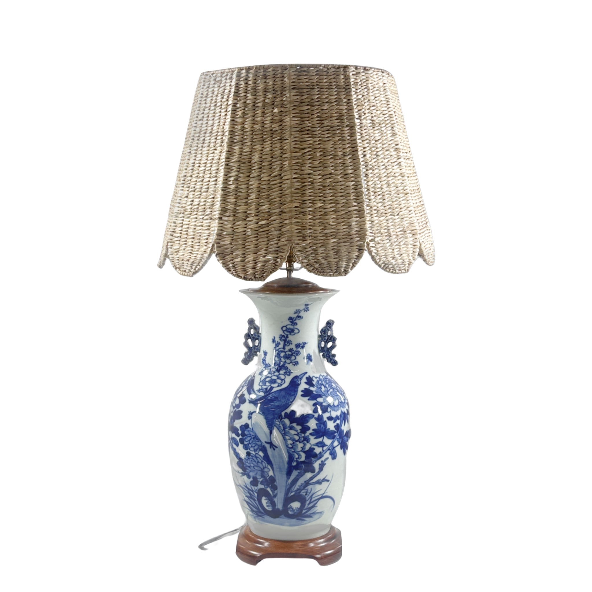 Vintage Blue and White Porcelain Vase Lamp