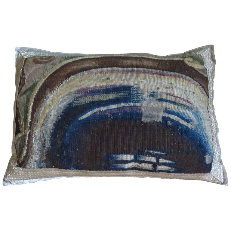 18th Century Tapestry Pillow with Silver/Gold Trim