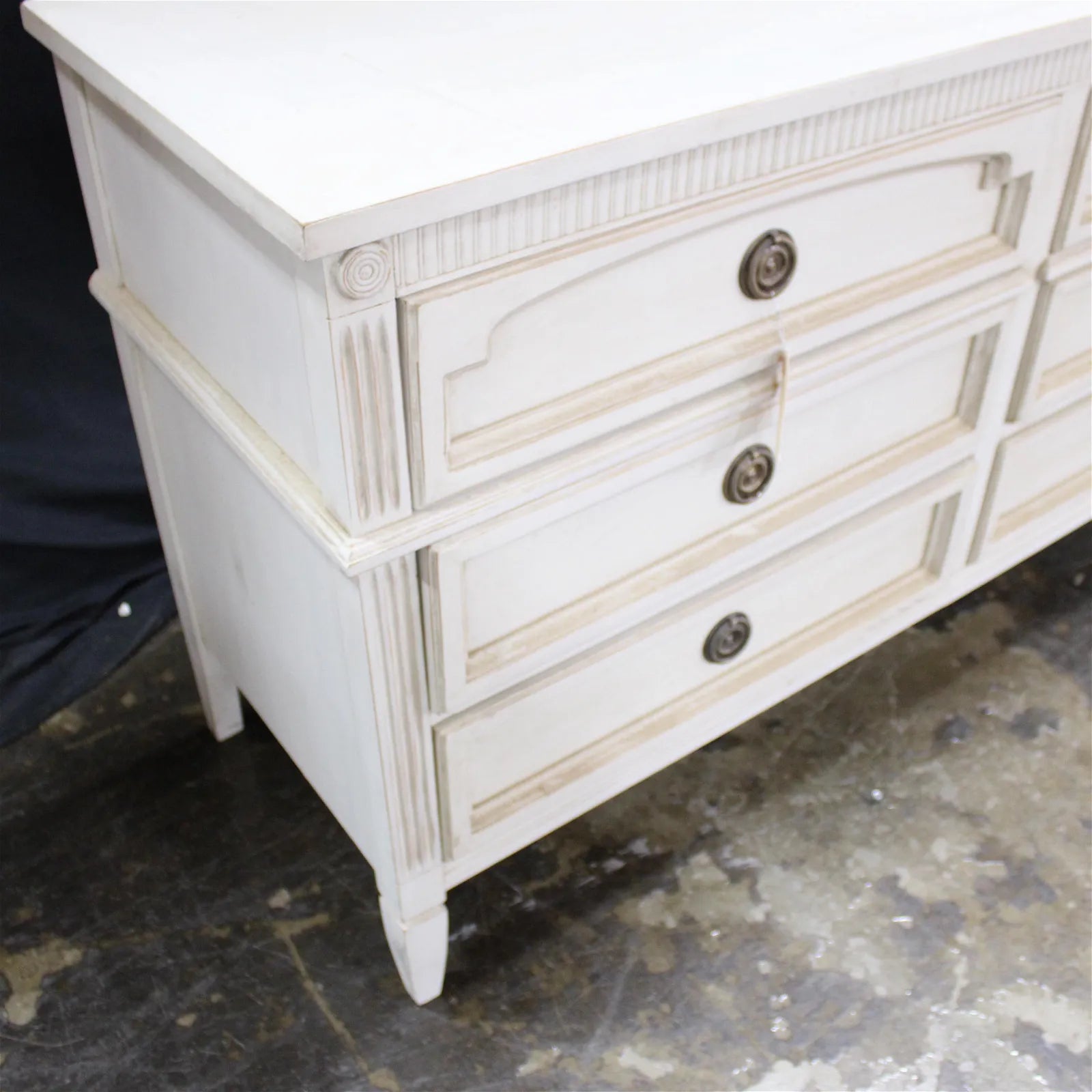 Painted Swedish Gustavian Style Six Drawer Chest