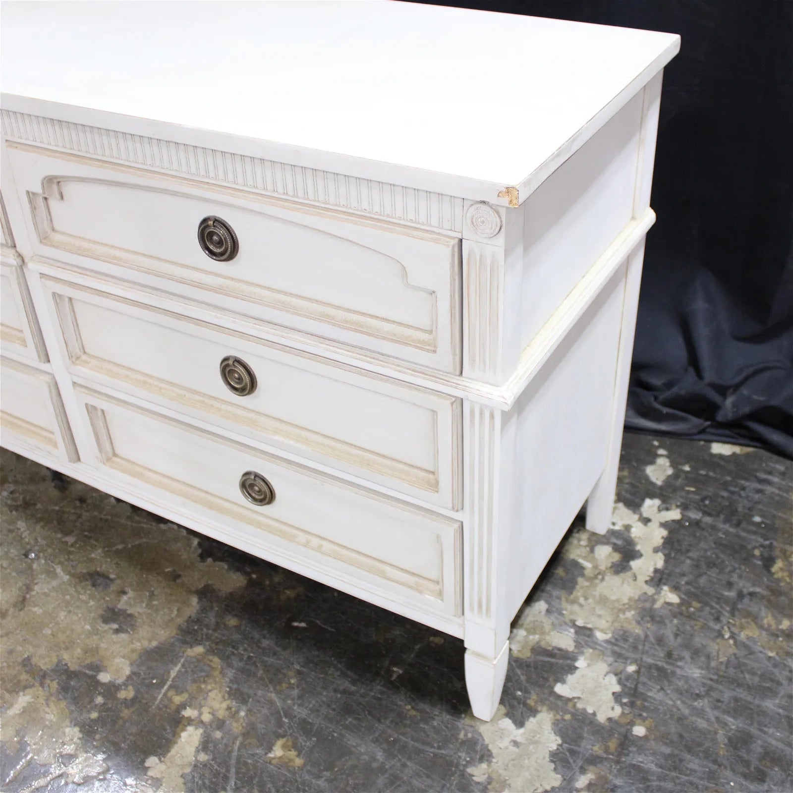 Painted Swedish Gustavian Style Six Drawer Chest