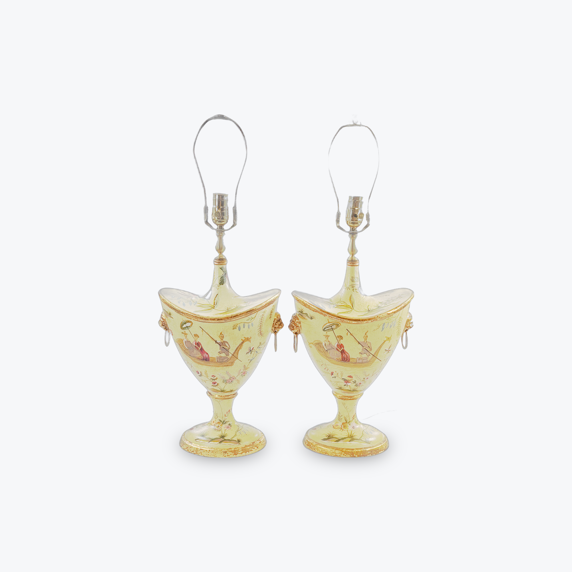 Pair of Chinoserie Decorated Gilt and resin Lamps