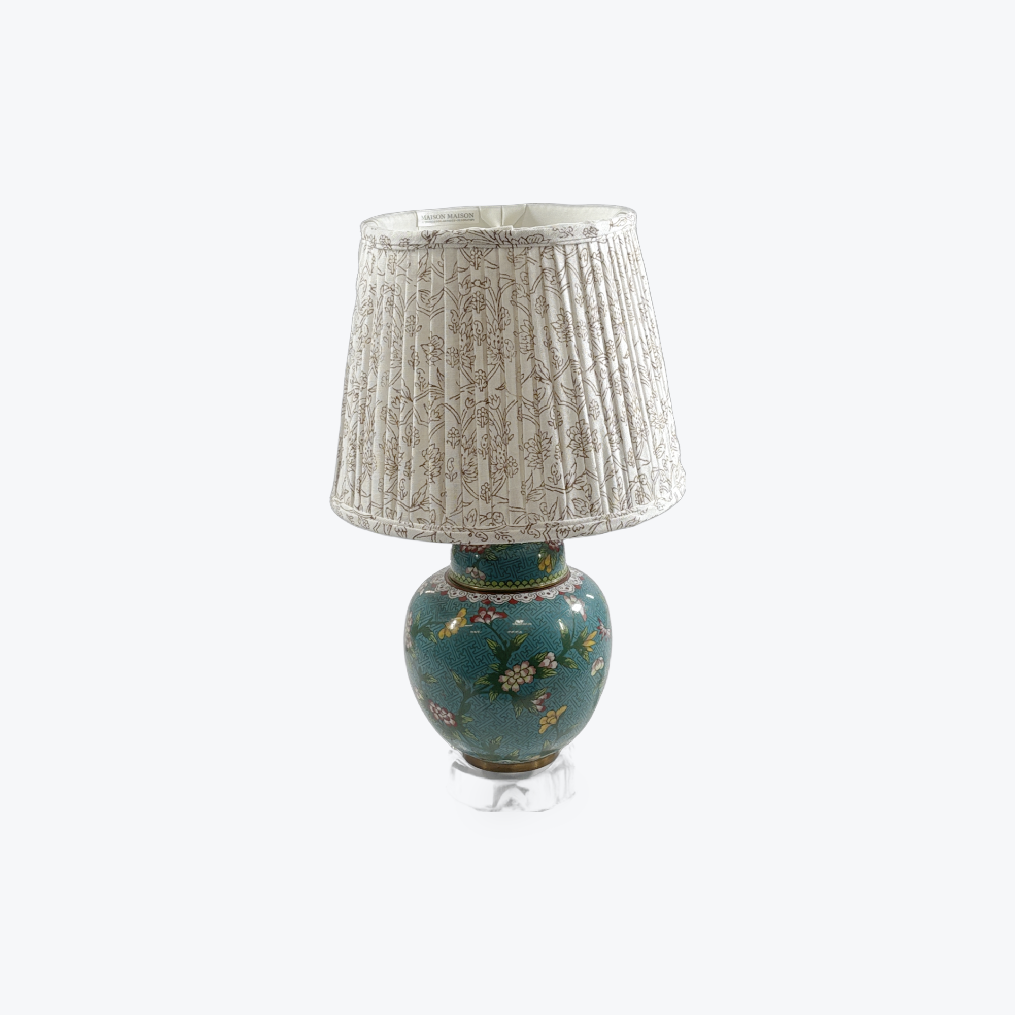 Chinese Cloisonne Floral Jar Lamp