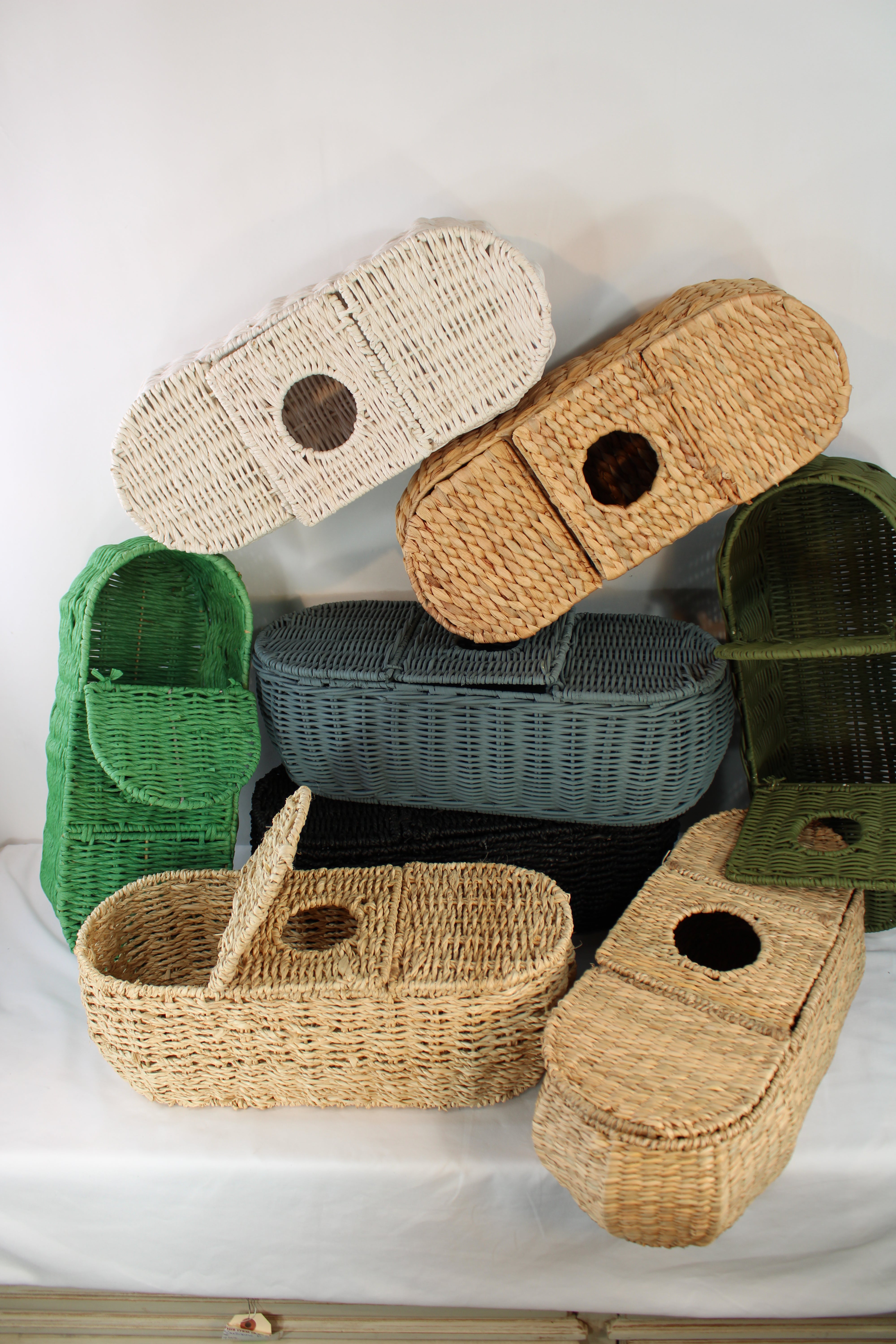 3-Part Rattan Tissue Basket (in Farrow & Ball De Nimes)