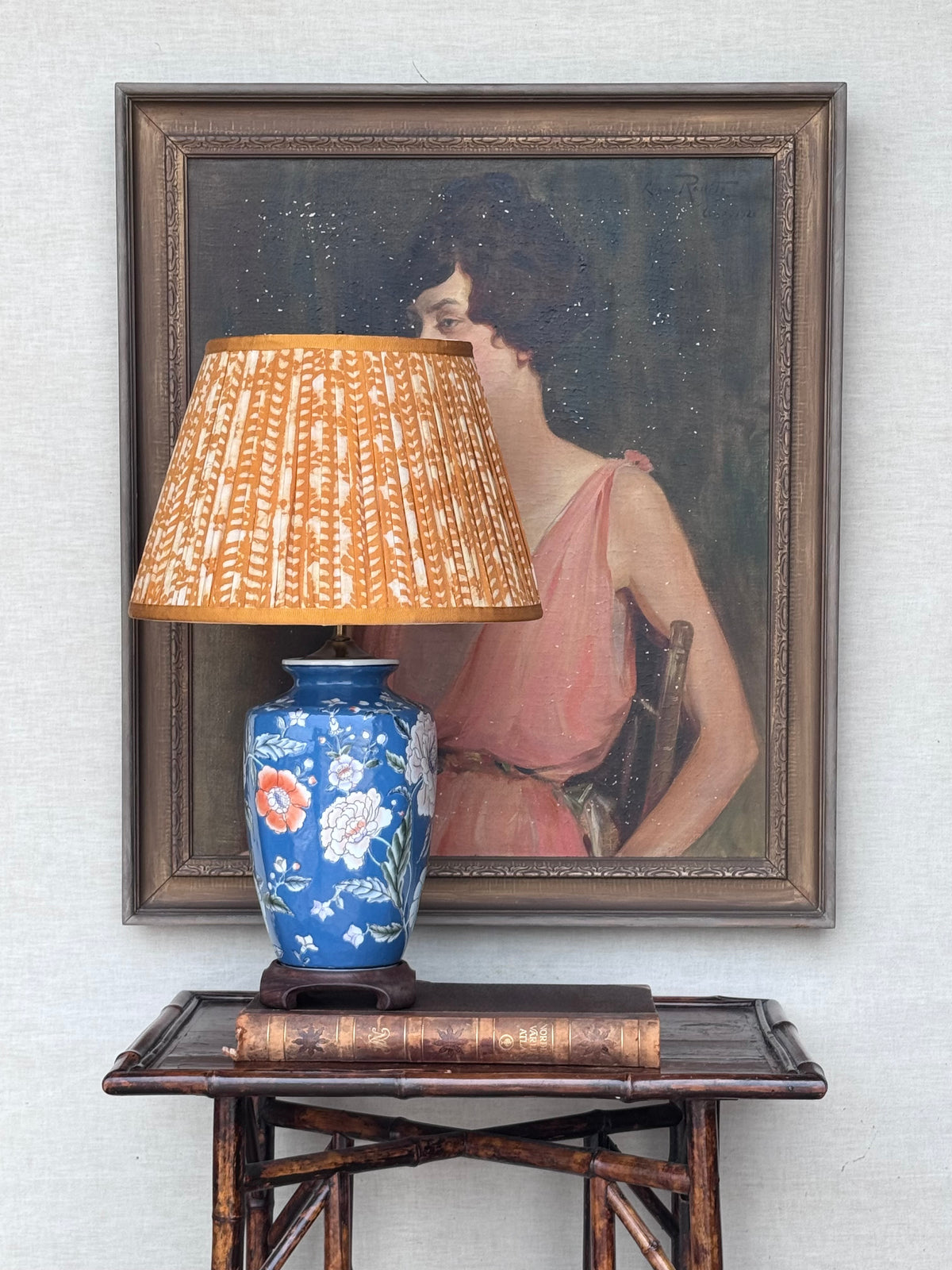 Pair of Chinoiserie Floral Ceramic Table Lamps
