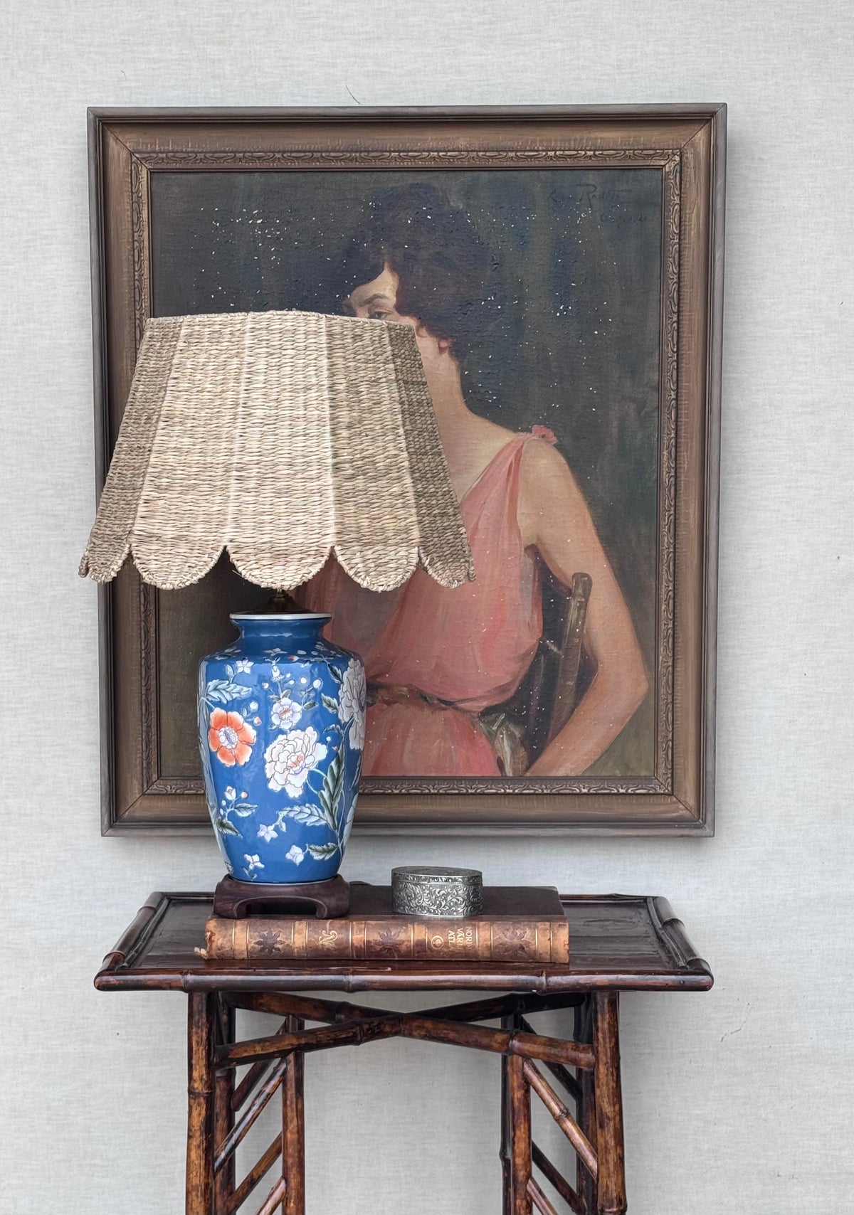 Pair of Chinoiserie Floral Ceramic Table Lamps