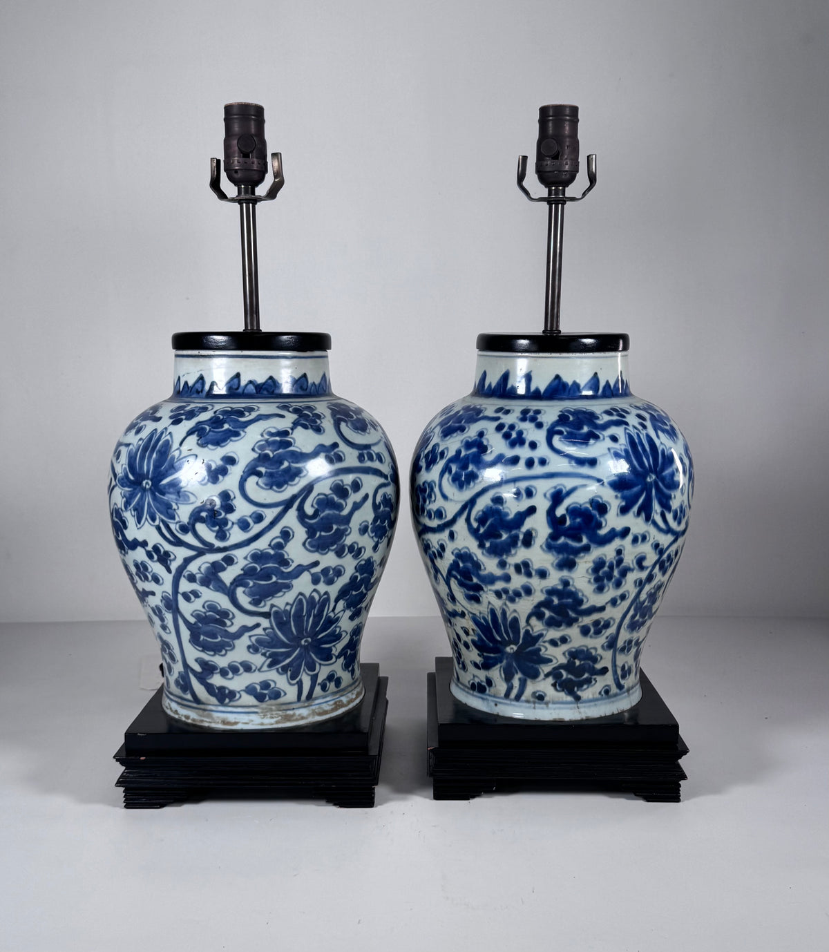 Pair of Chinese Blue and White Porcelain Lamp
