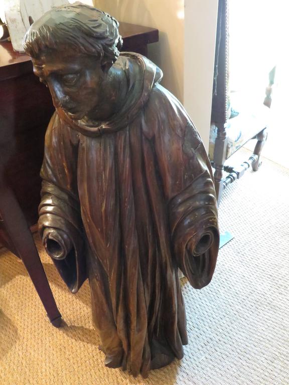 French Carved Walnut Ecclesiastical Figure