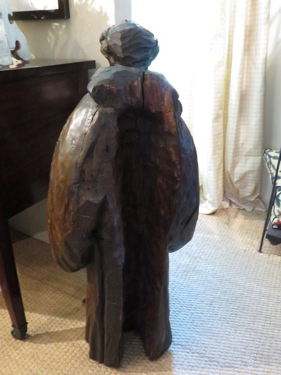 French Carved Walnut Ecclesiastical Figure