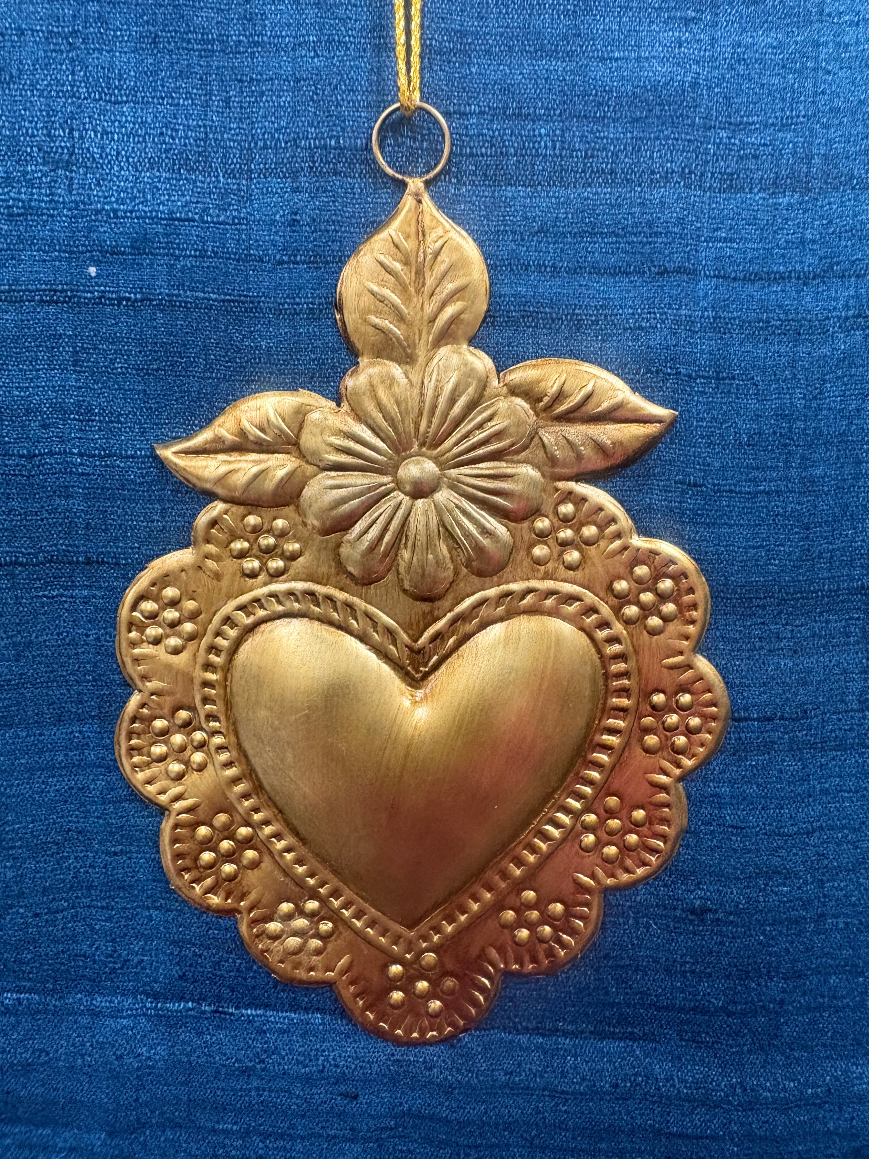 Leaf with Flower and Heart Ornament
