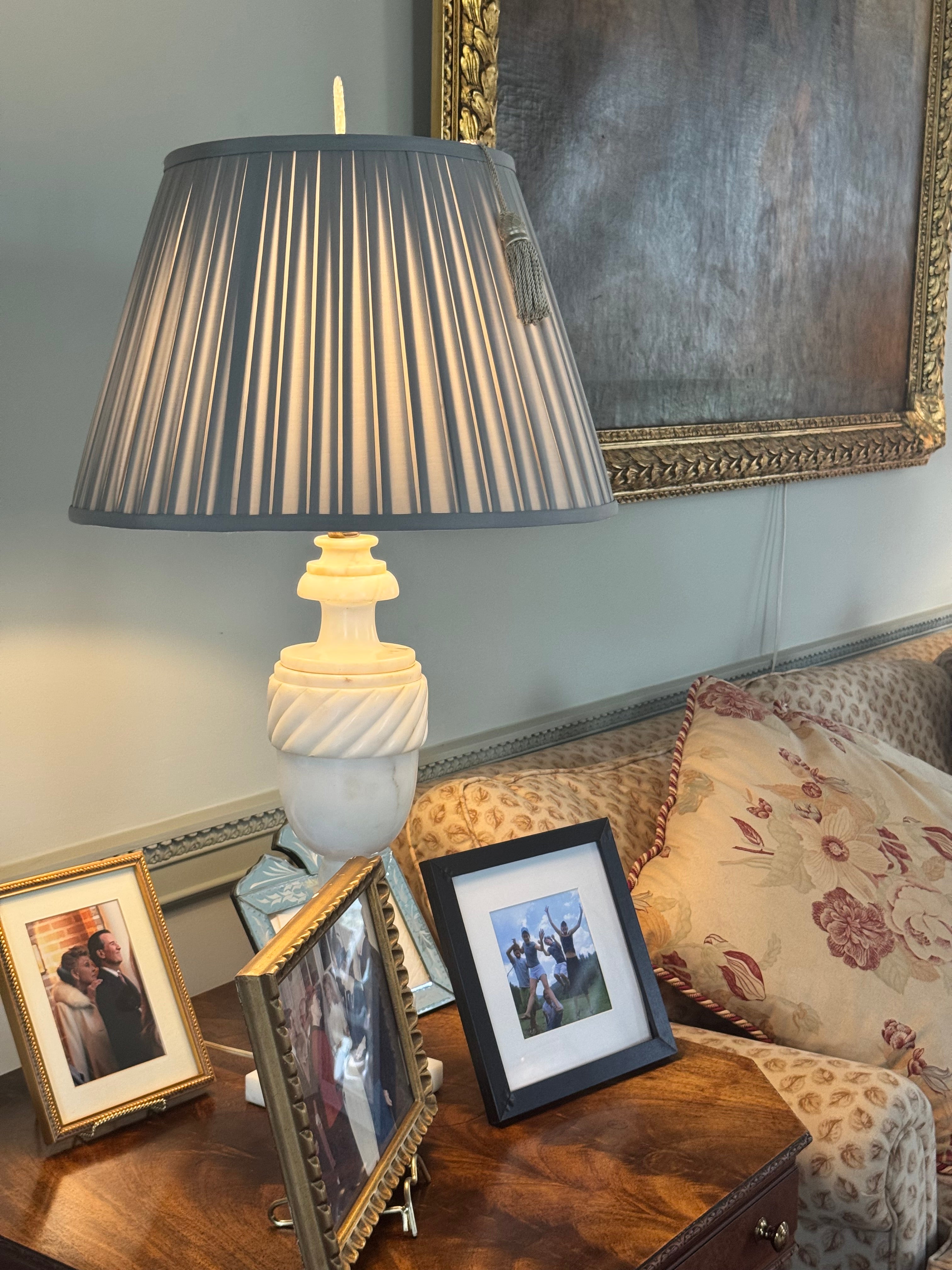 Fog Blue Box Pleated Lampshade