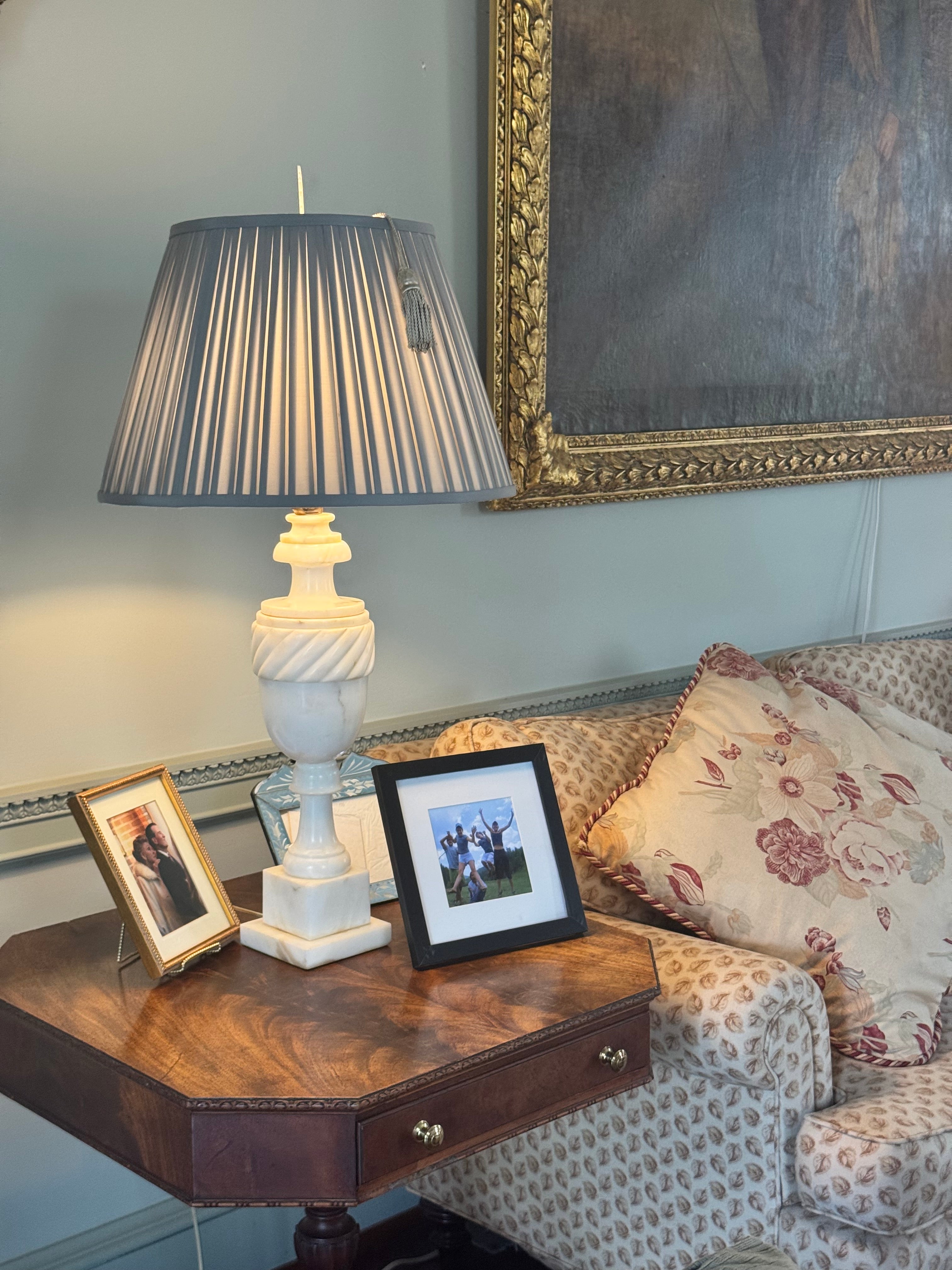 Fog Blue Box Pleated Lampshade