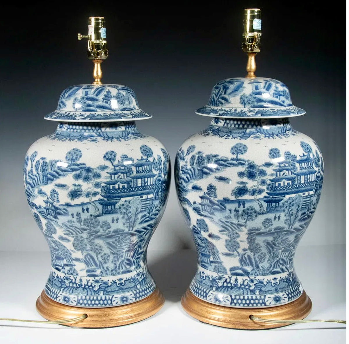 Pair of Chinese Ginger Jars as Table Lamps