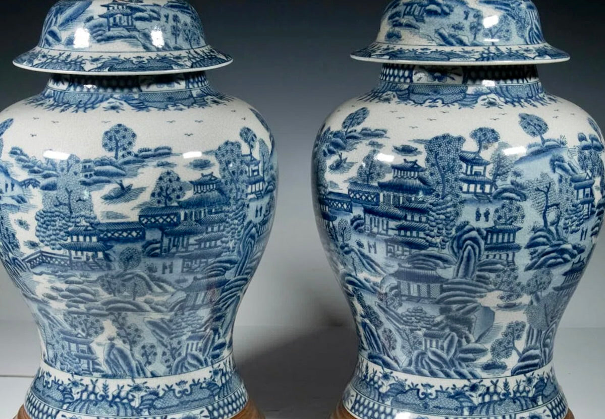 Pair of Chinese Ginger Jars as Table Lamps
