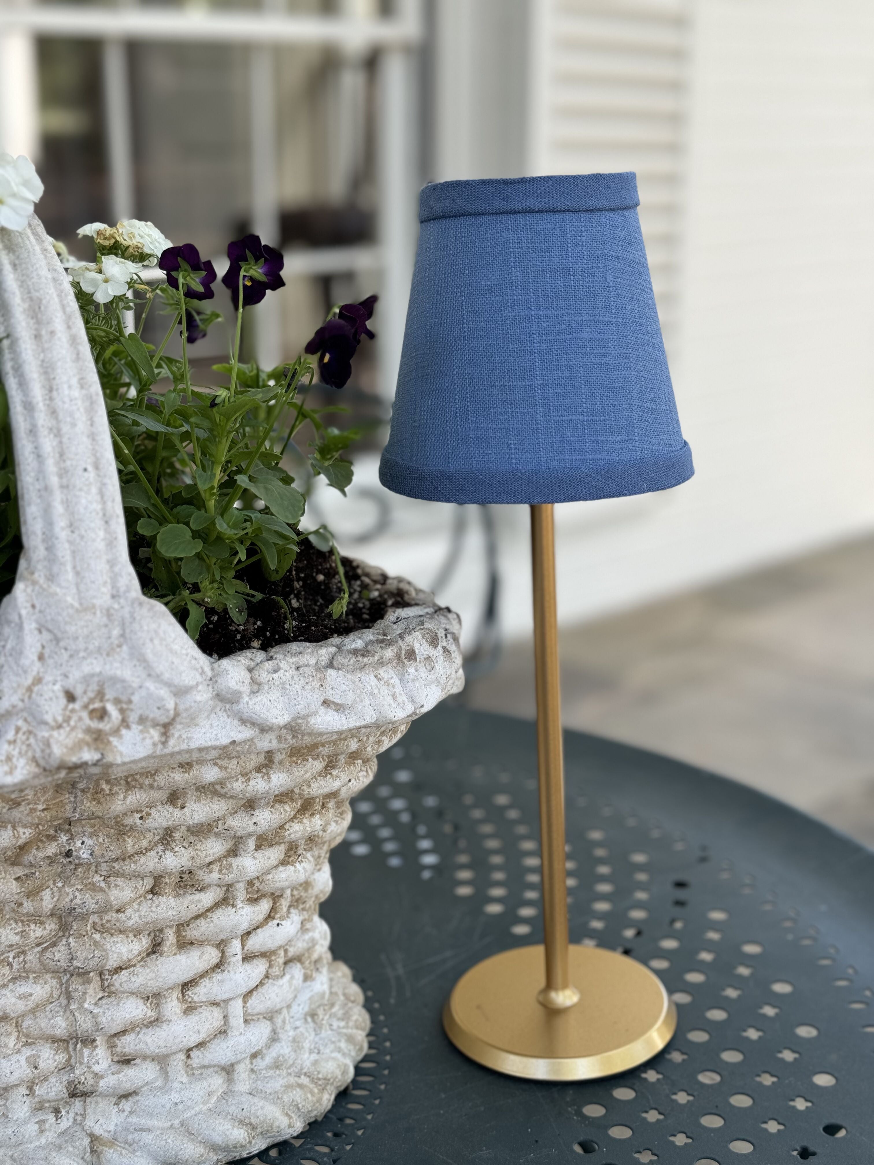 Small Linen Shade Cover in Blue