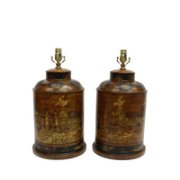 Pair of Decorative Canister-Form Table Lamps