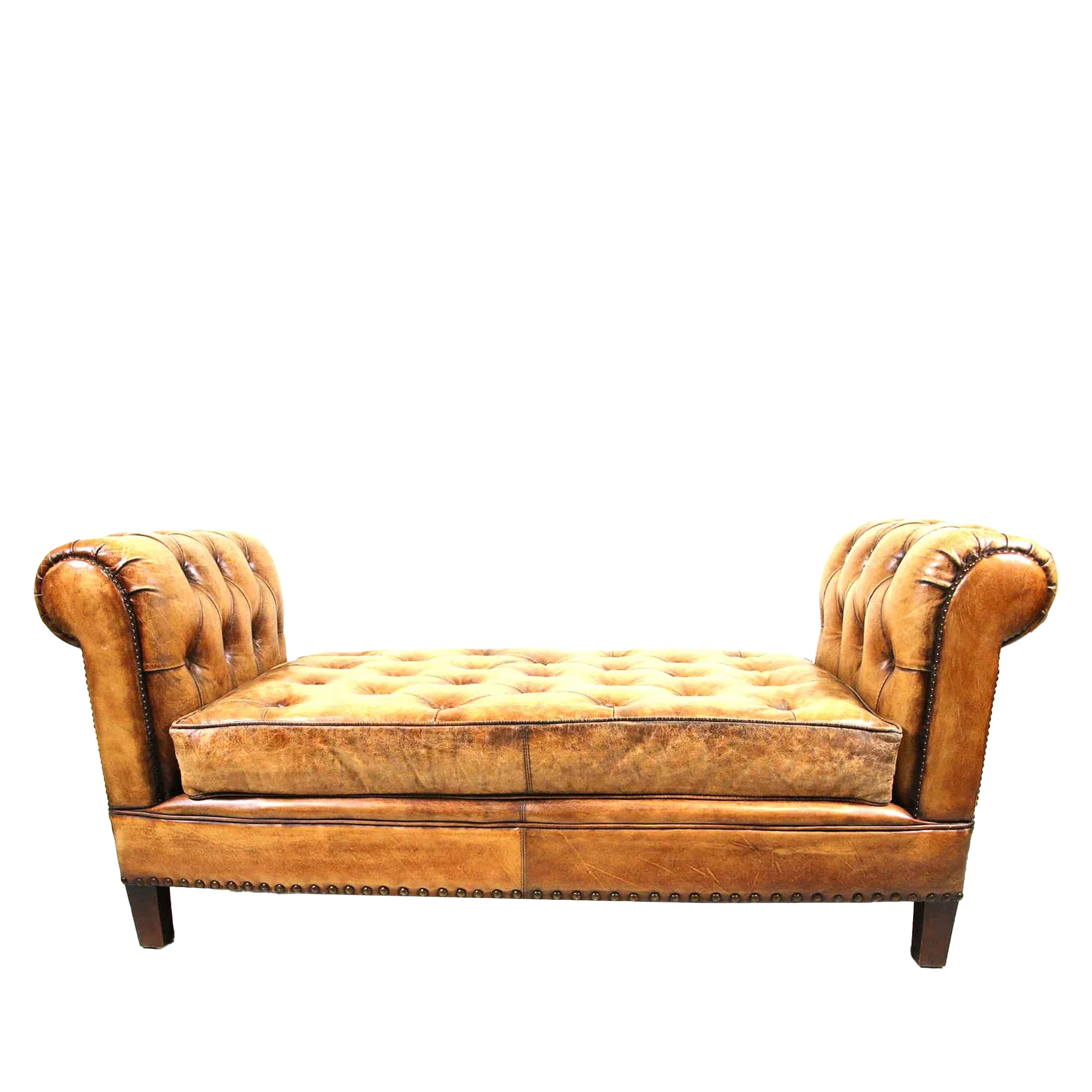 Harrisburg Button Tufted Brown Leather Chase