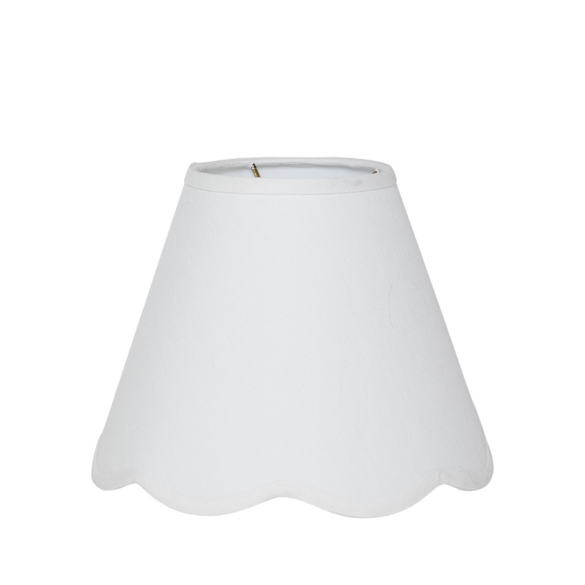 Small Scalloped Lampshade in White Linen