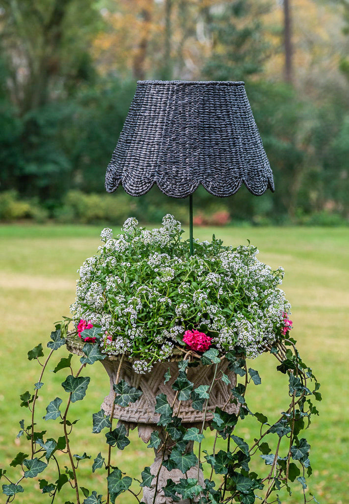 Woven Seagrass Lampshade (Scalloped in Black)
