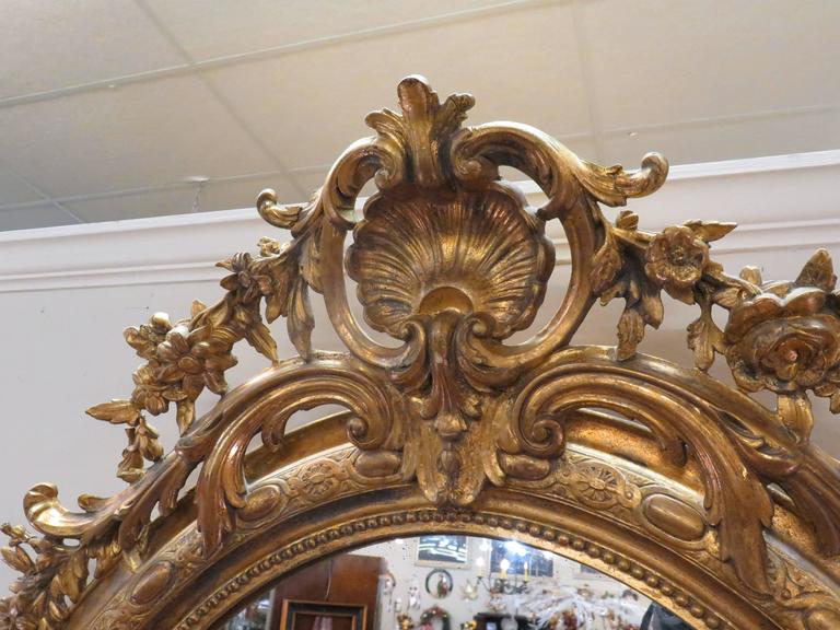 19th Century French Giltwood and Gesso Oval Mirror