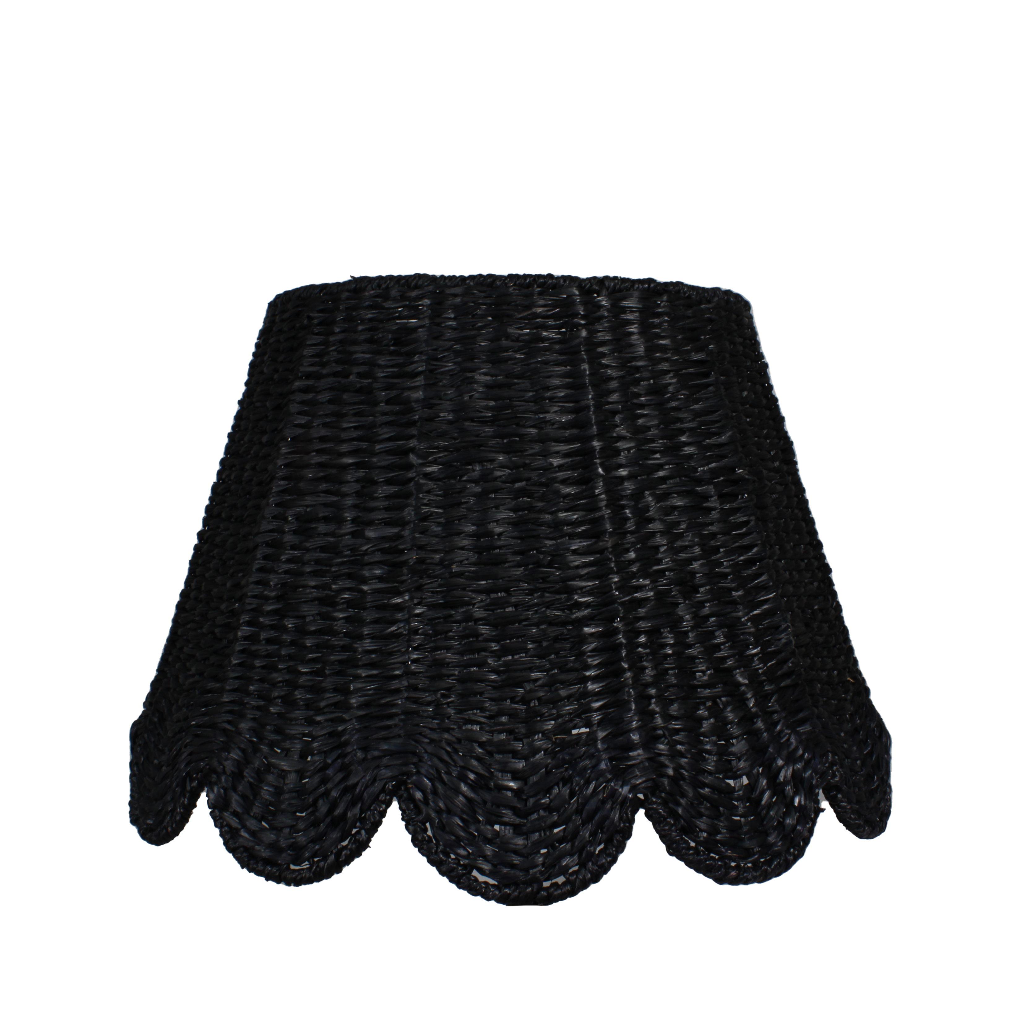 Woven Seagrass Lampshade (Scalloped in Black)