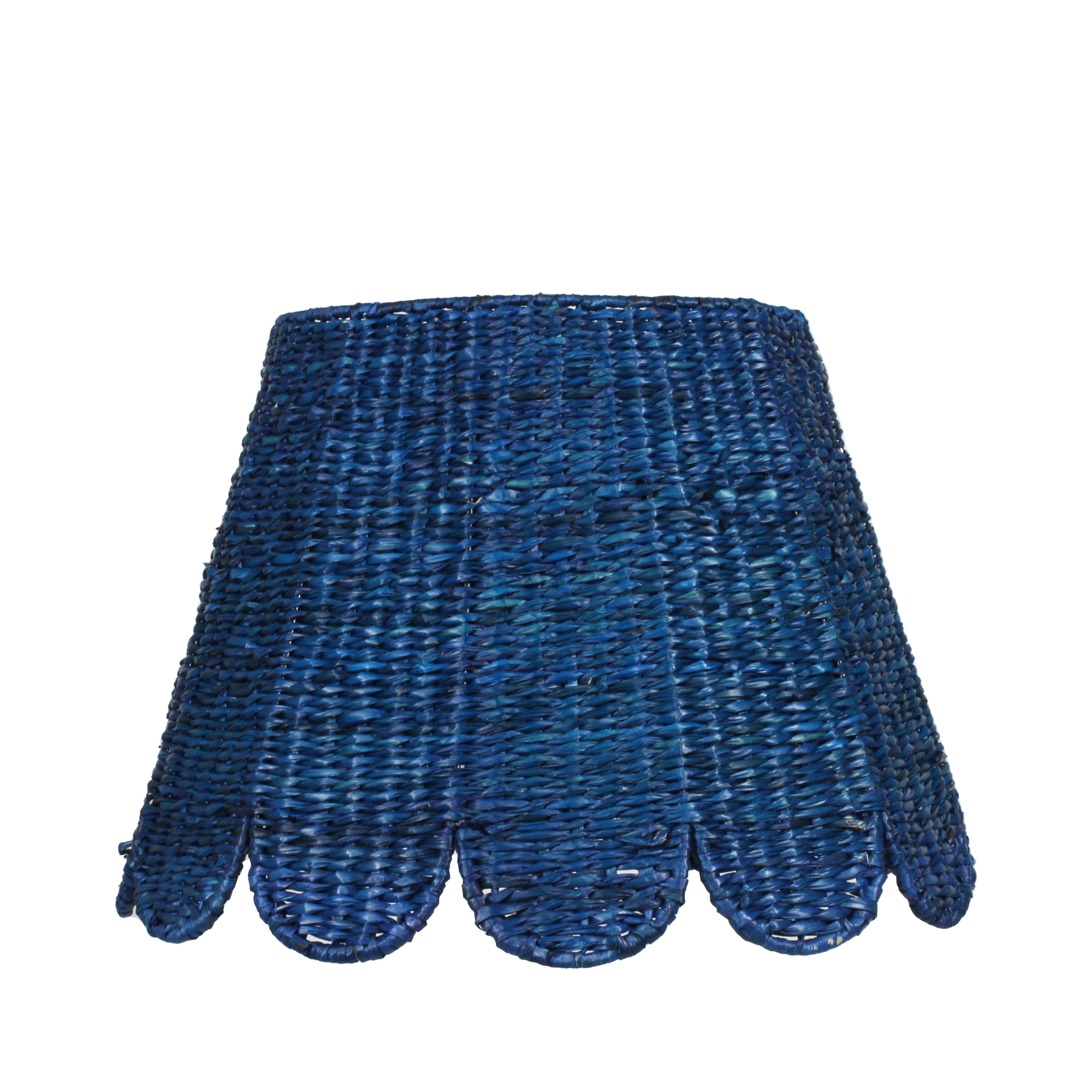 Woven Seagrass Lampshade (Scalloped in Navy)