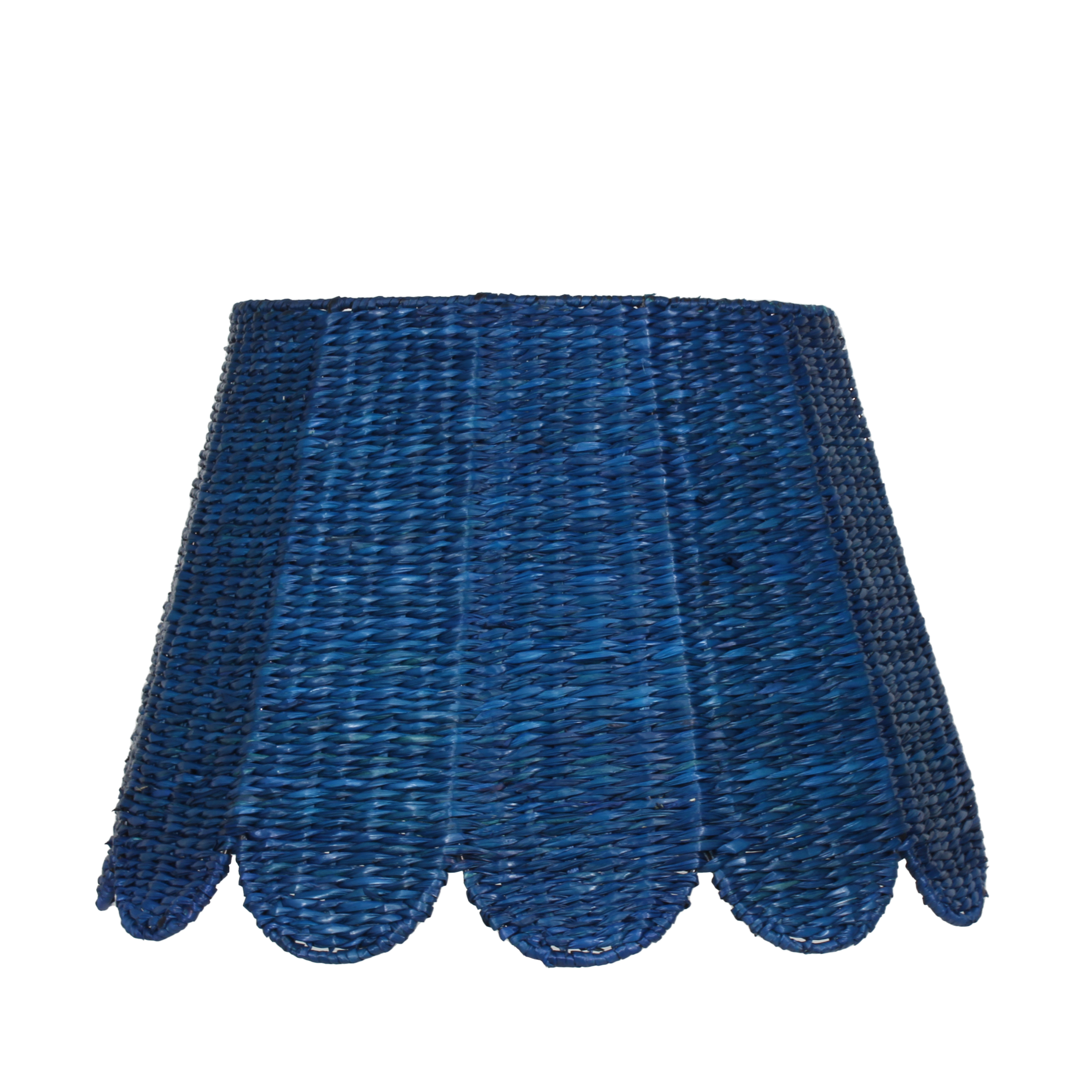Woven Seagrass Lampshade (Scalloped in Navy)
