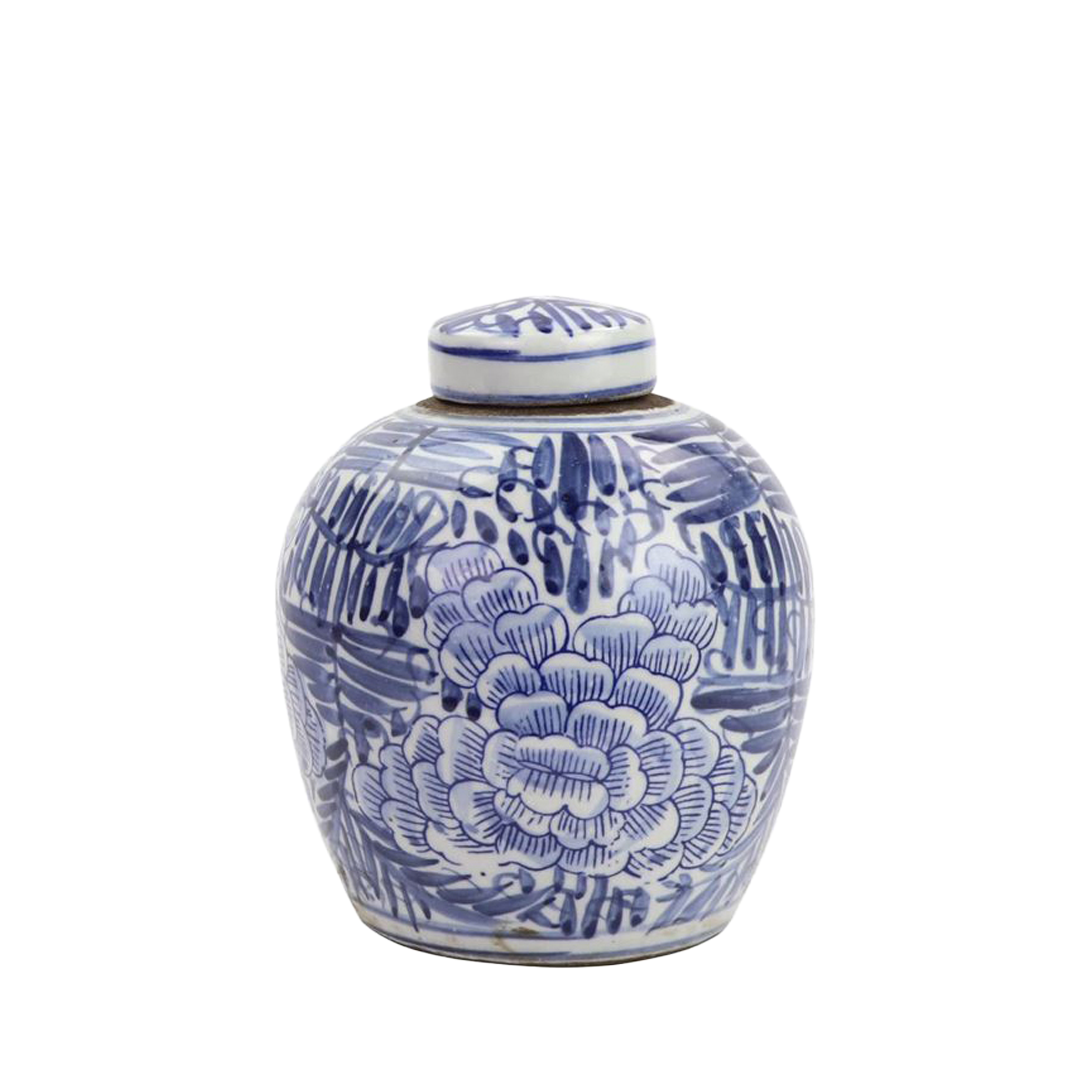 Blue and White Tiny Lid Mini Jar Blue Blooming Flower