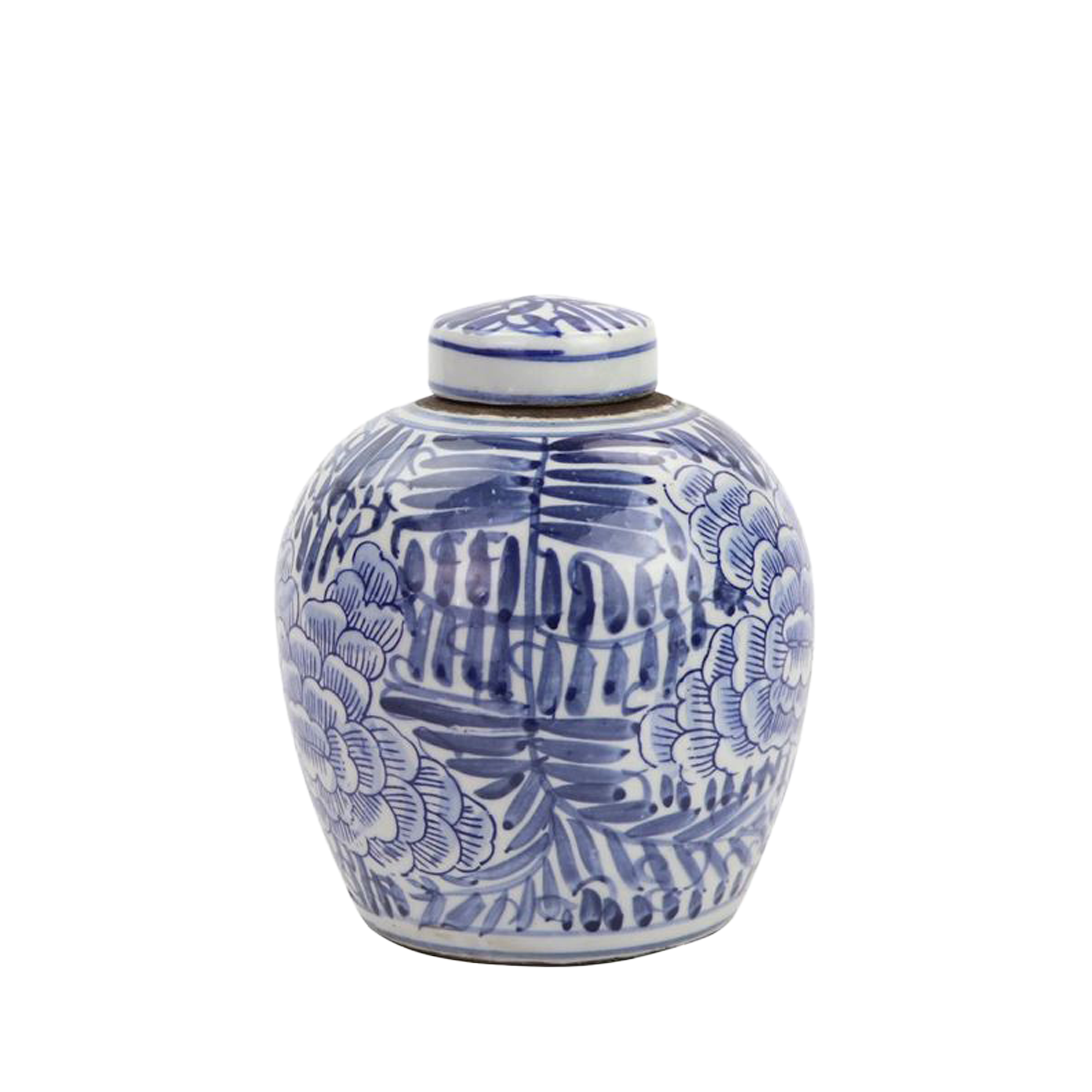 Blue and White Tiny Lid Mini Jar Blue Blooming Flower