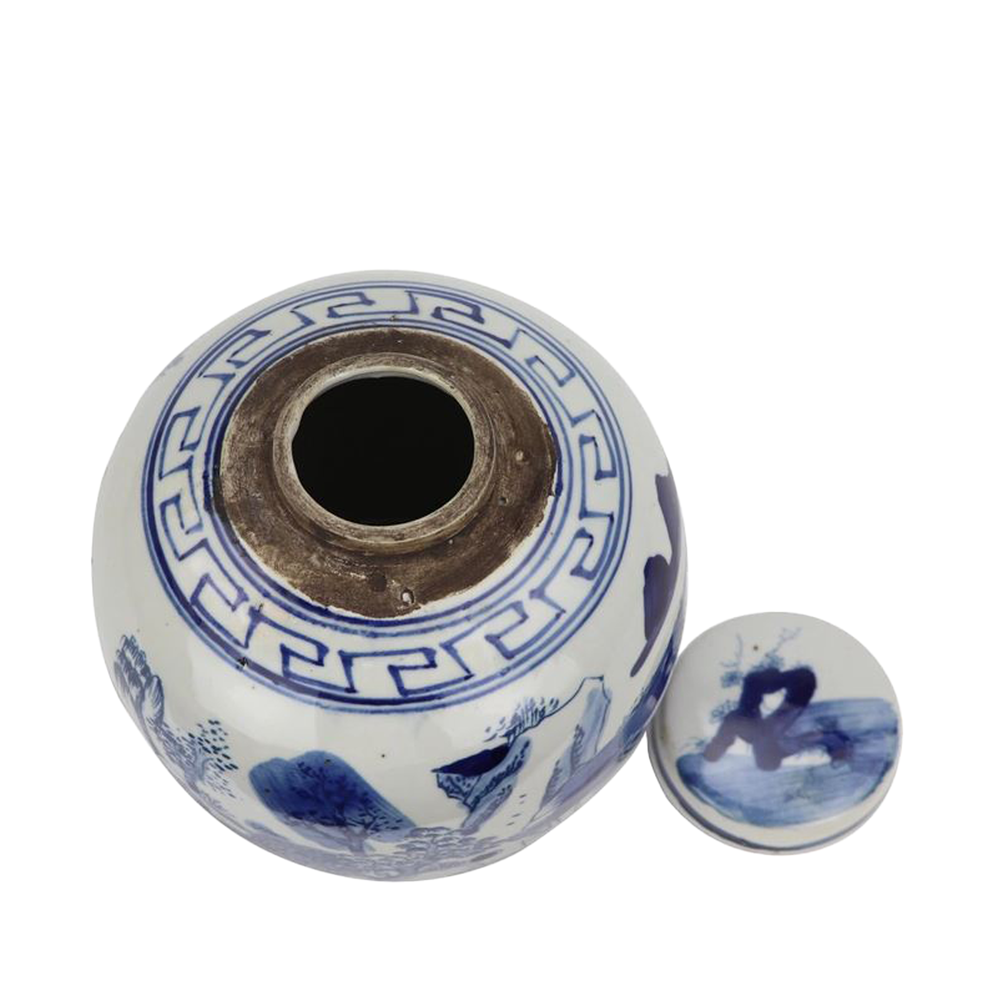 Blue And White Mini Jar Mountain Tree