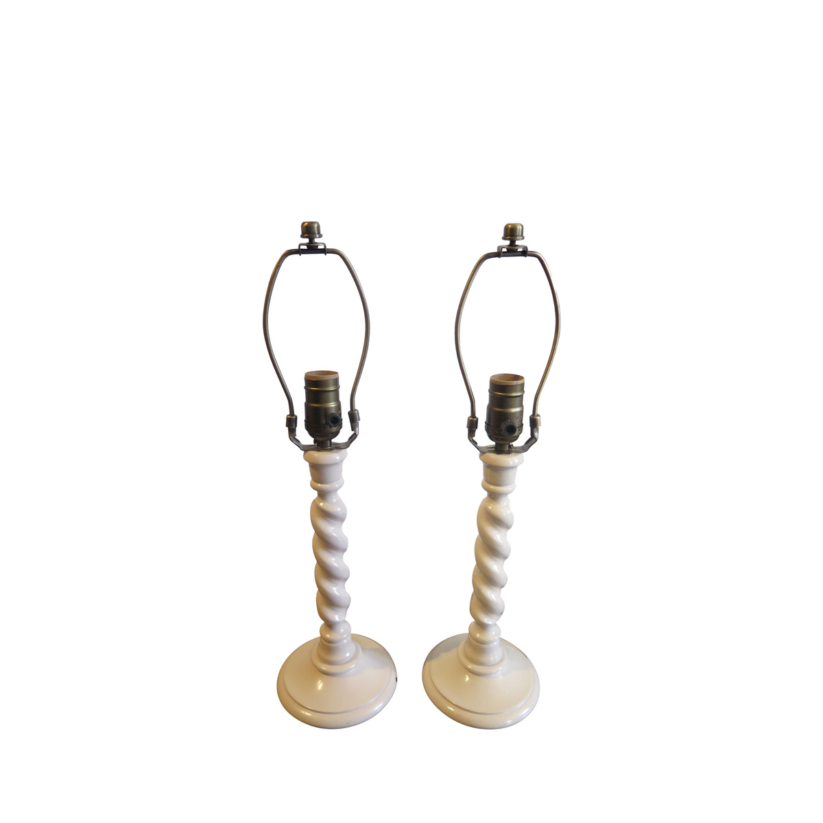 Pair of Ivory Twisted Candlestick Table Lamps