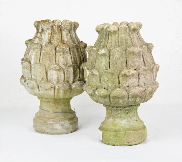 Pair of Small Cast Stone Pineapple Finials