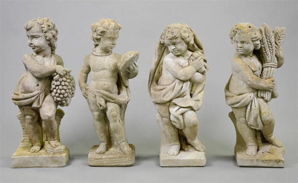 Set of 4 Small Four Seasons Cast Stone Figures