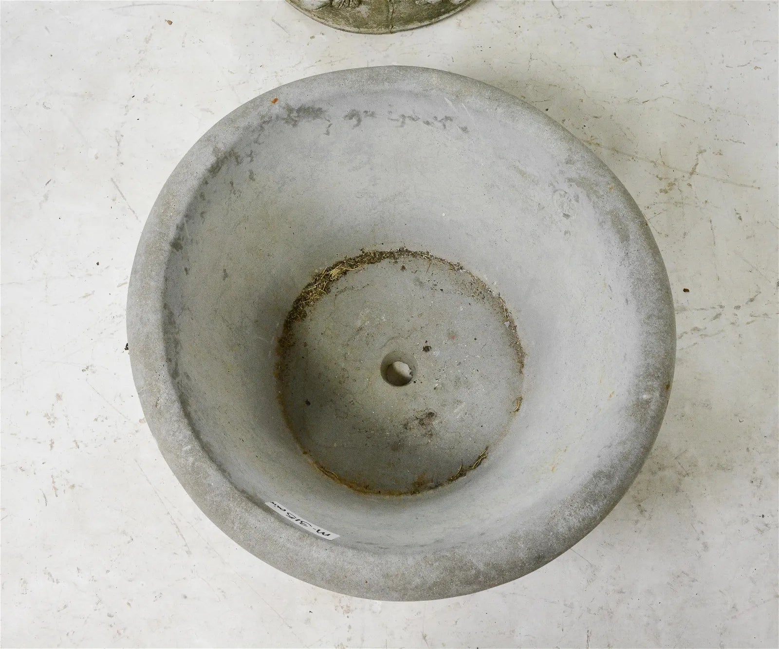 Pair of Round Cast Stone Planters with Berry Motif