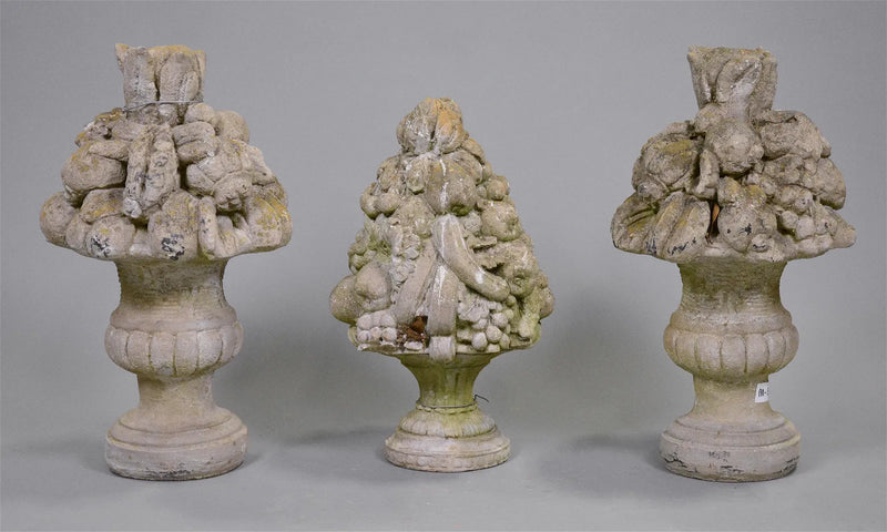 Set of Three Cast Stone Fruit Baskets