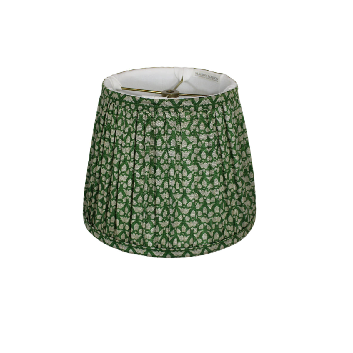 10" Gathered Fabric Green Sari Lampshade